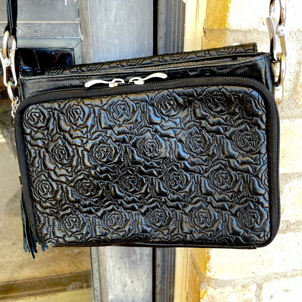 Black ‘rose’ quilted shoulder bag, multipurpose